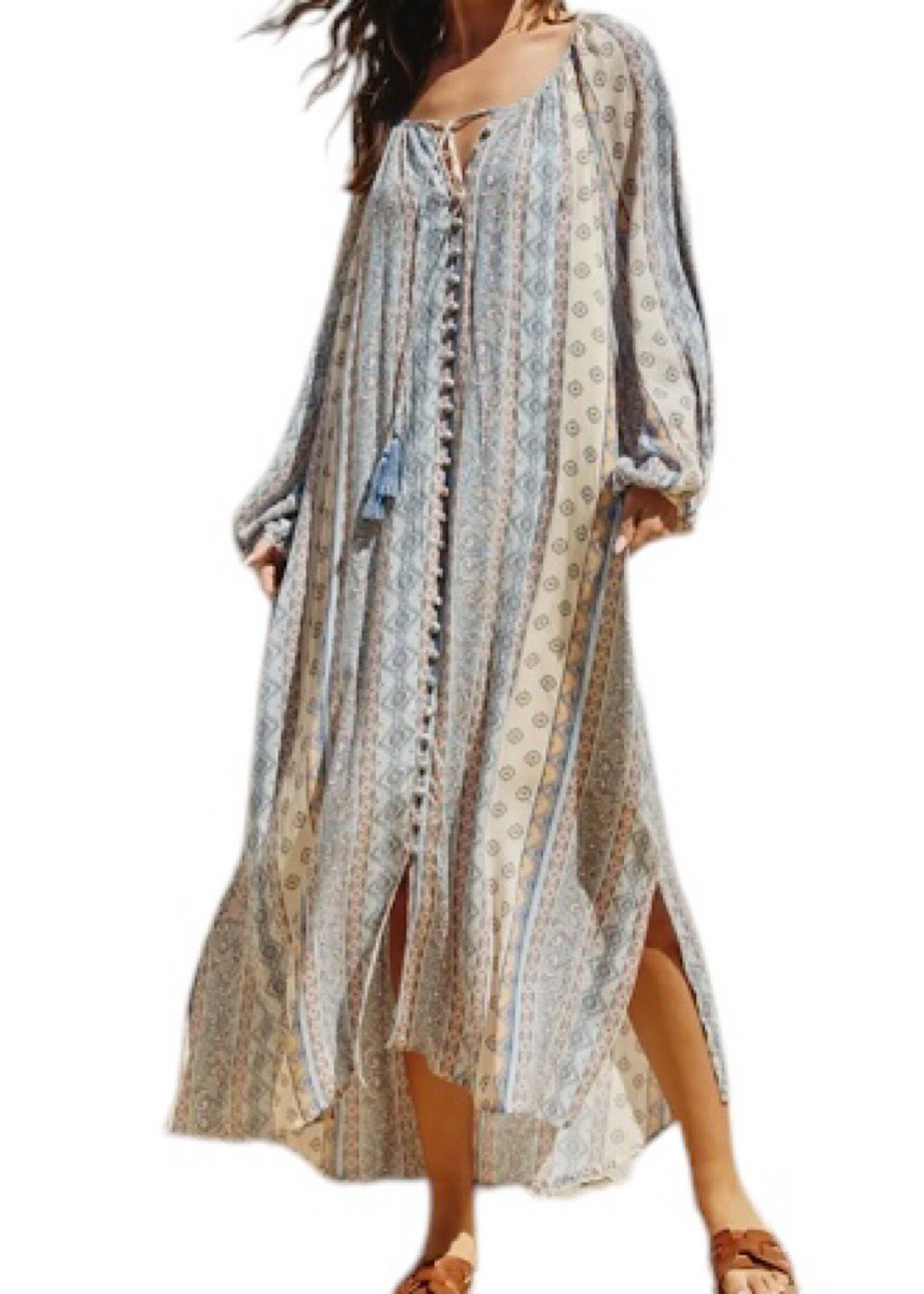 Stripe Print Vacation Midi Dress