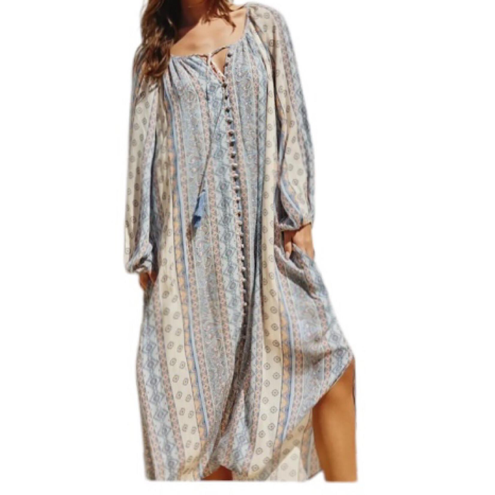 Stripe Print Vacation Midi Dress