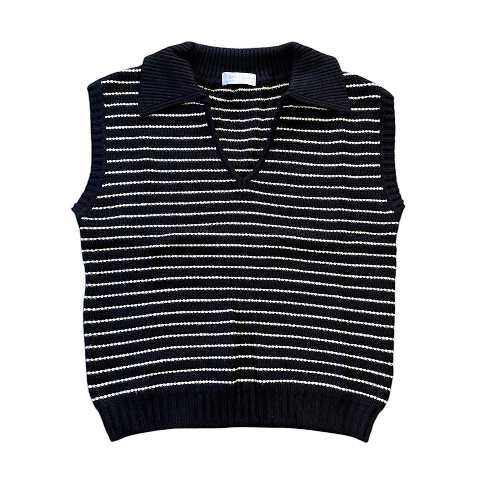 Black Striped Collared Tank Sweater