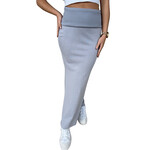 Grey Hip Wrap Maxi Knit Skirt