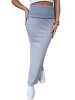 Grey Hip Wrap Maxi Knit Skirt