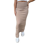 Khaki Hip Wrap Maxi Knit Skirt