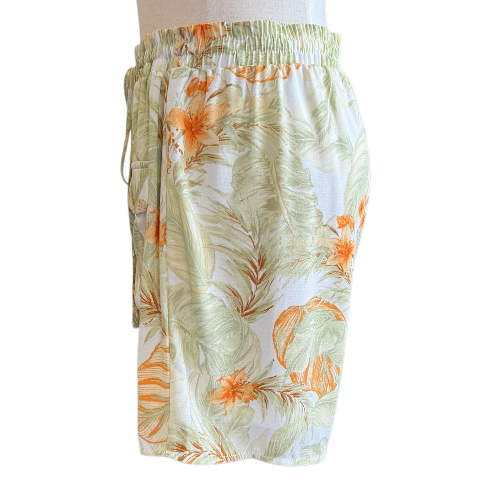 Ivory Leaf Print Shorts