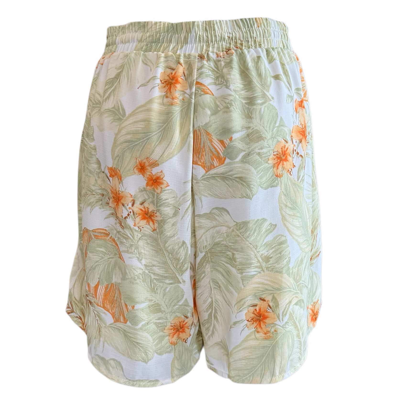 Ivory Leaf Print Shorts
