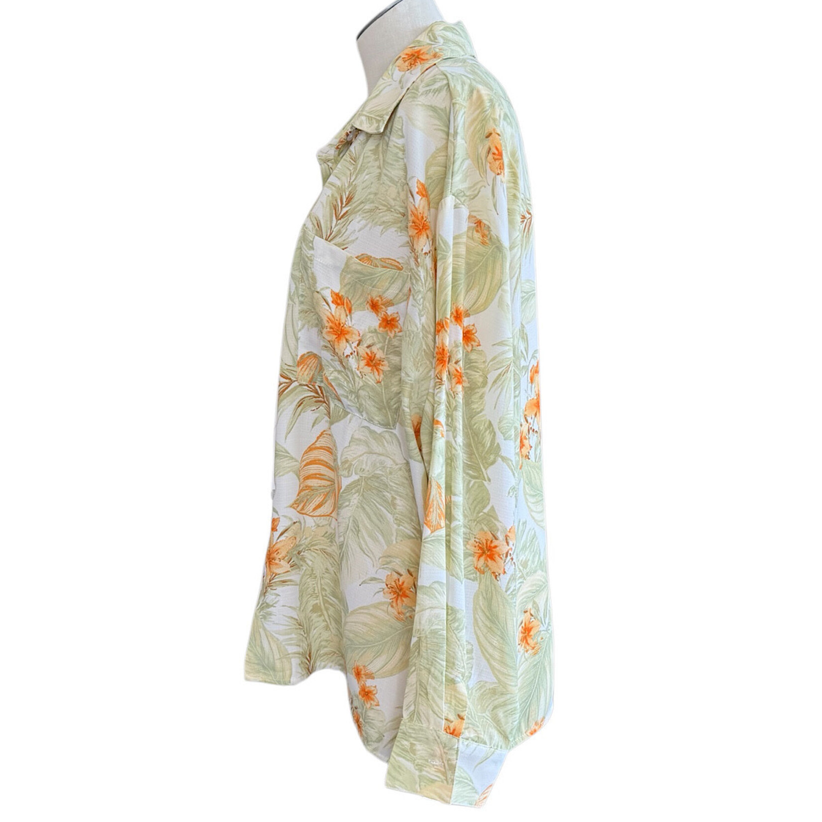 Ivory Leaf Print Button Up