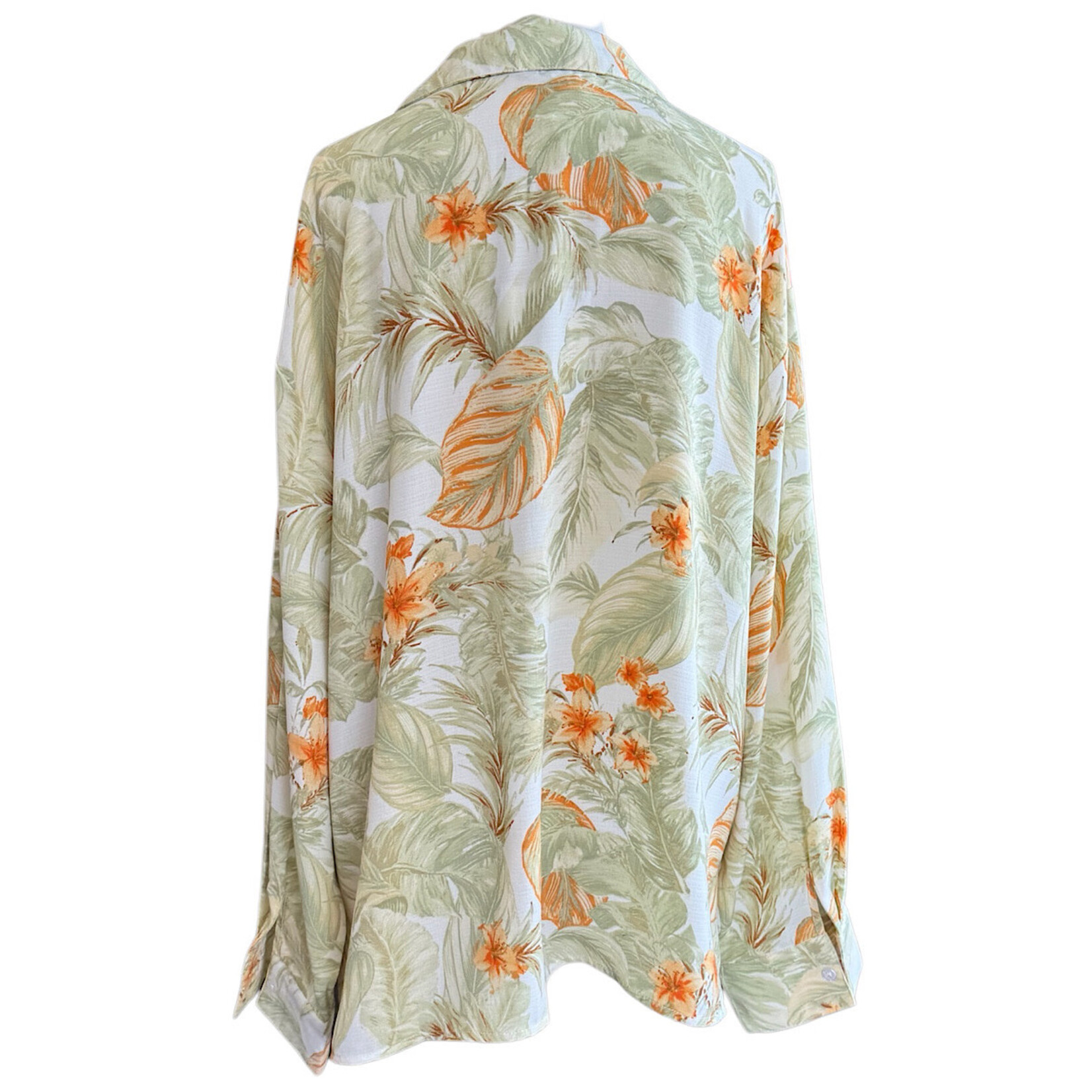 Ivory Leaf Print Button Up