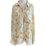 Ivory Leaf Print Button Up