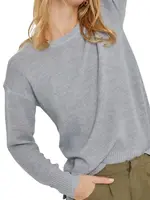Heather Grey Sweater with Drop Shoulder and Ribbed Cuffs