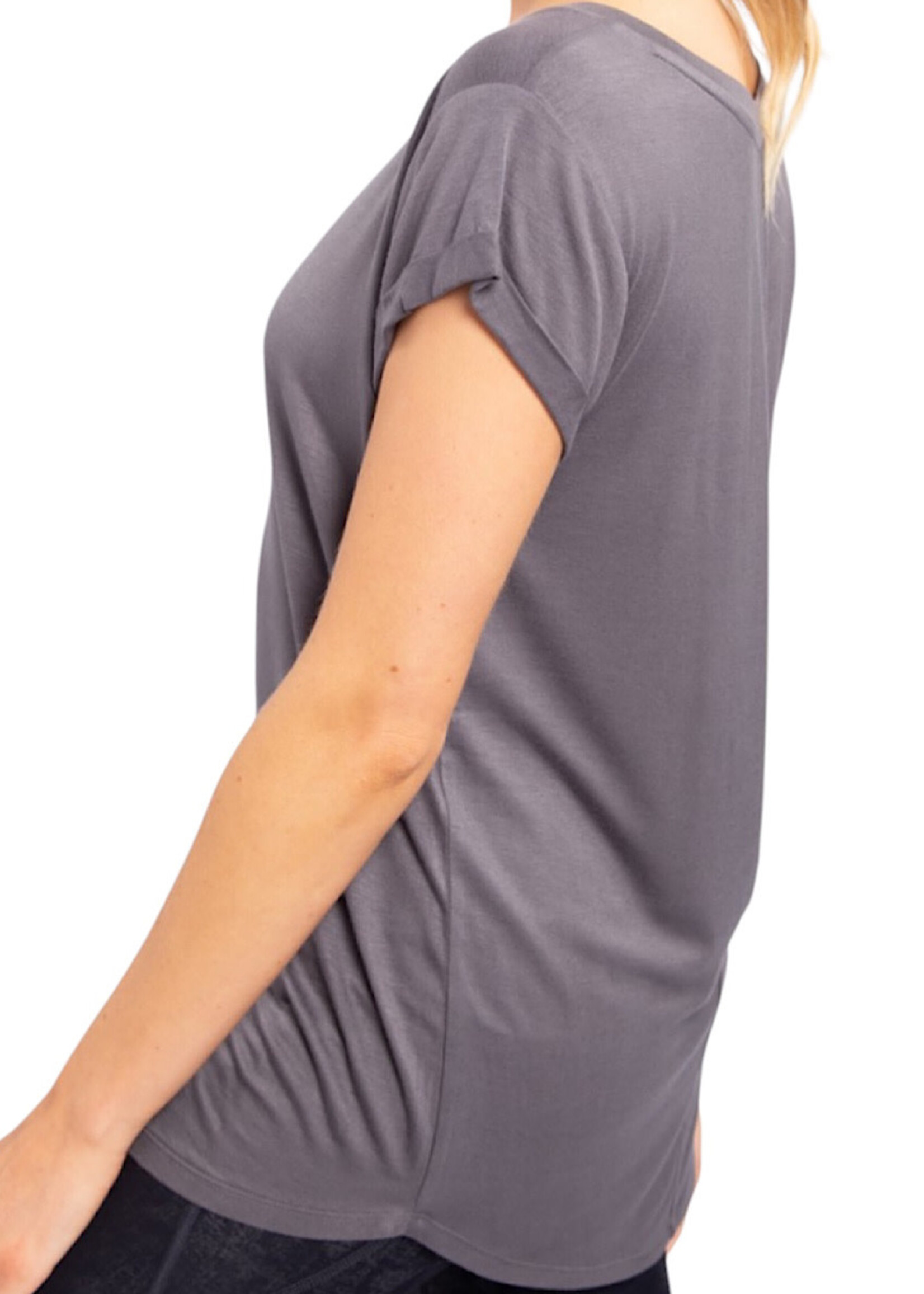Round Neck Cap Sleeve Shirt