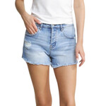 Mica Denim Mica MDP-H3424 S/H Hidden Button Distressed W/Raw Hem Shorts