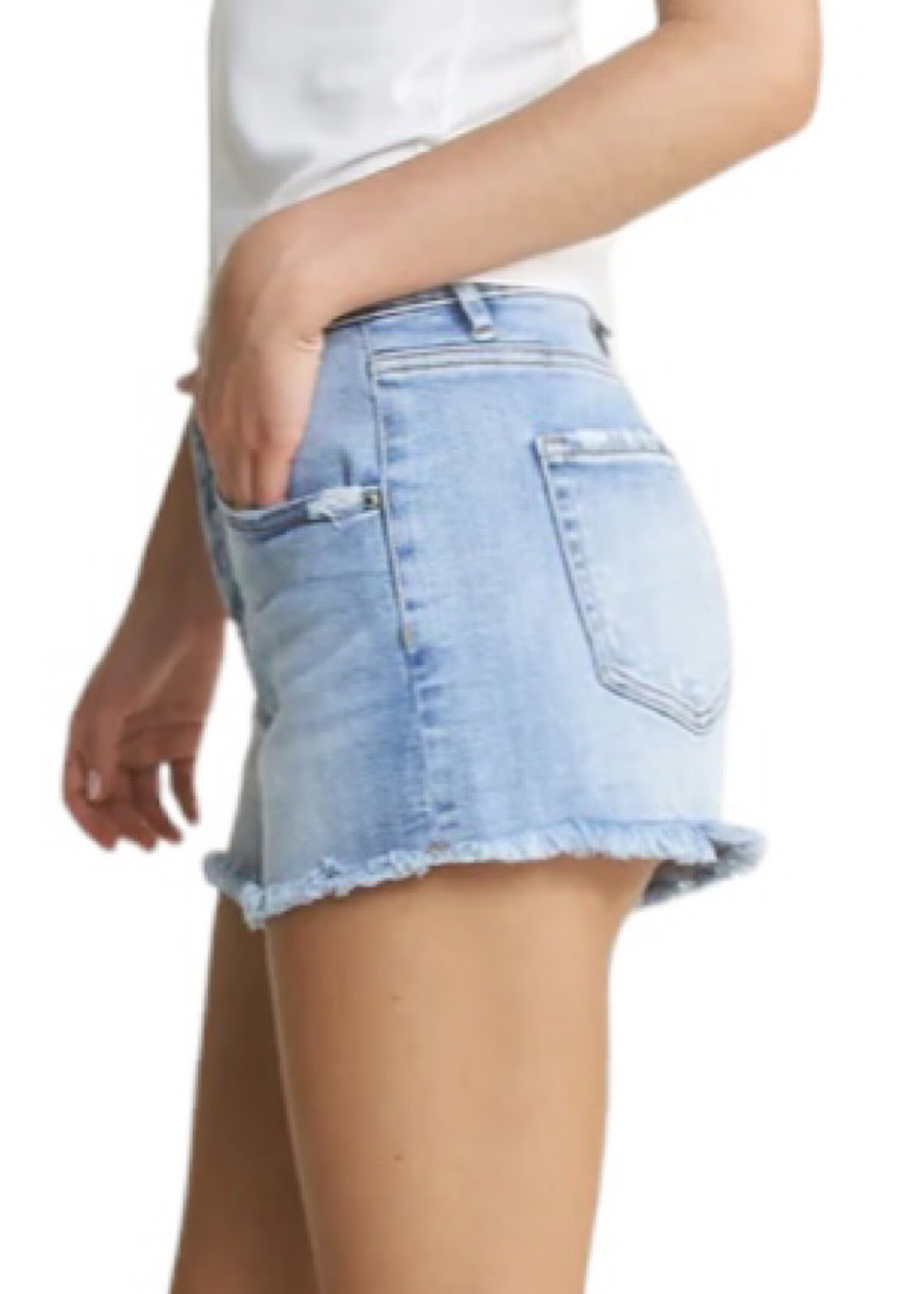 Mica Denim Mica MDP-H3424 S/H Hidden Button Distressed W/Raw Hem Shorts