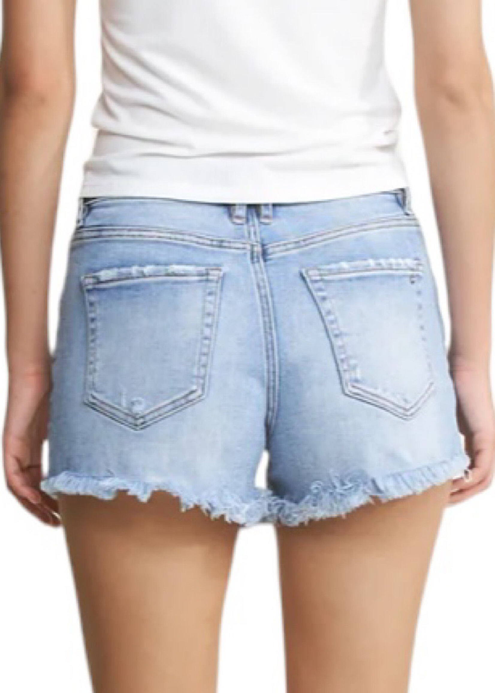 Mica Denim Mica MDP-H3424 S/H Hidden Button Distressed W/Raw Hem Shorts