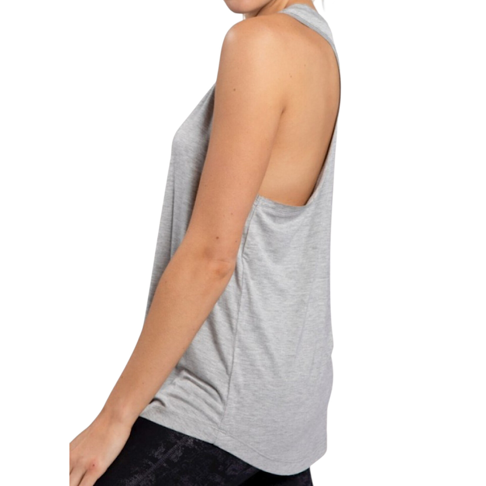 Heather Grey Raw Edge Flow Tank