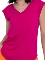 V-Neck Tee With Curved Hem