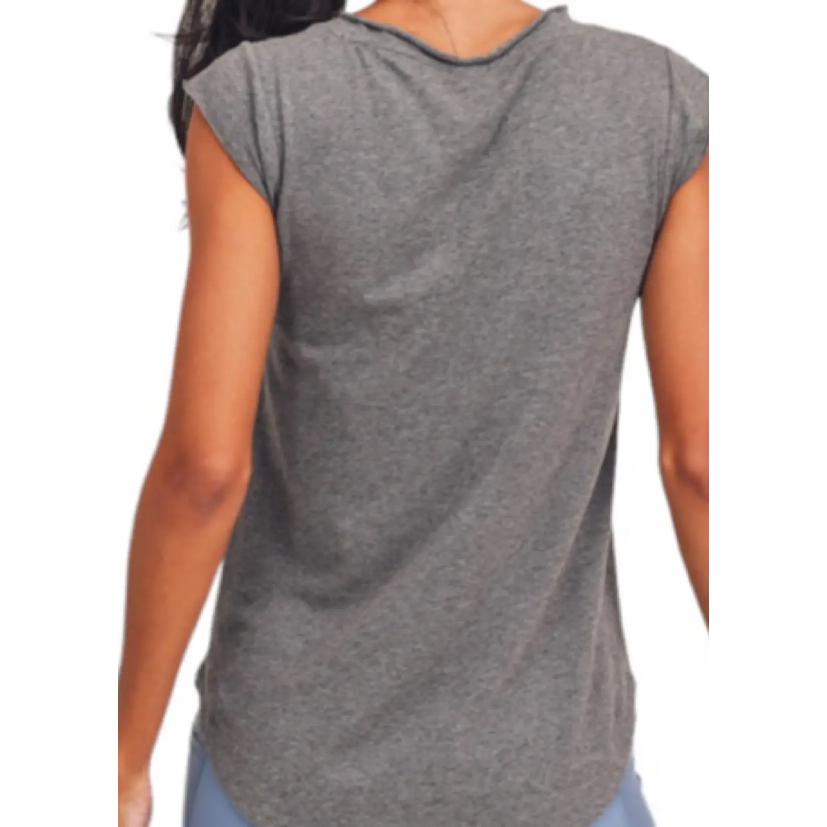 V-Neck Tee With Curved Hem