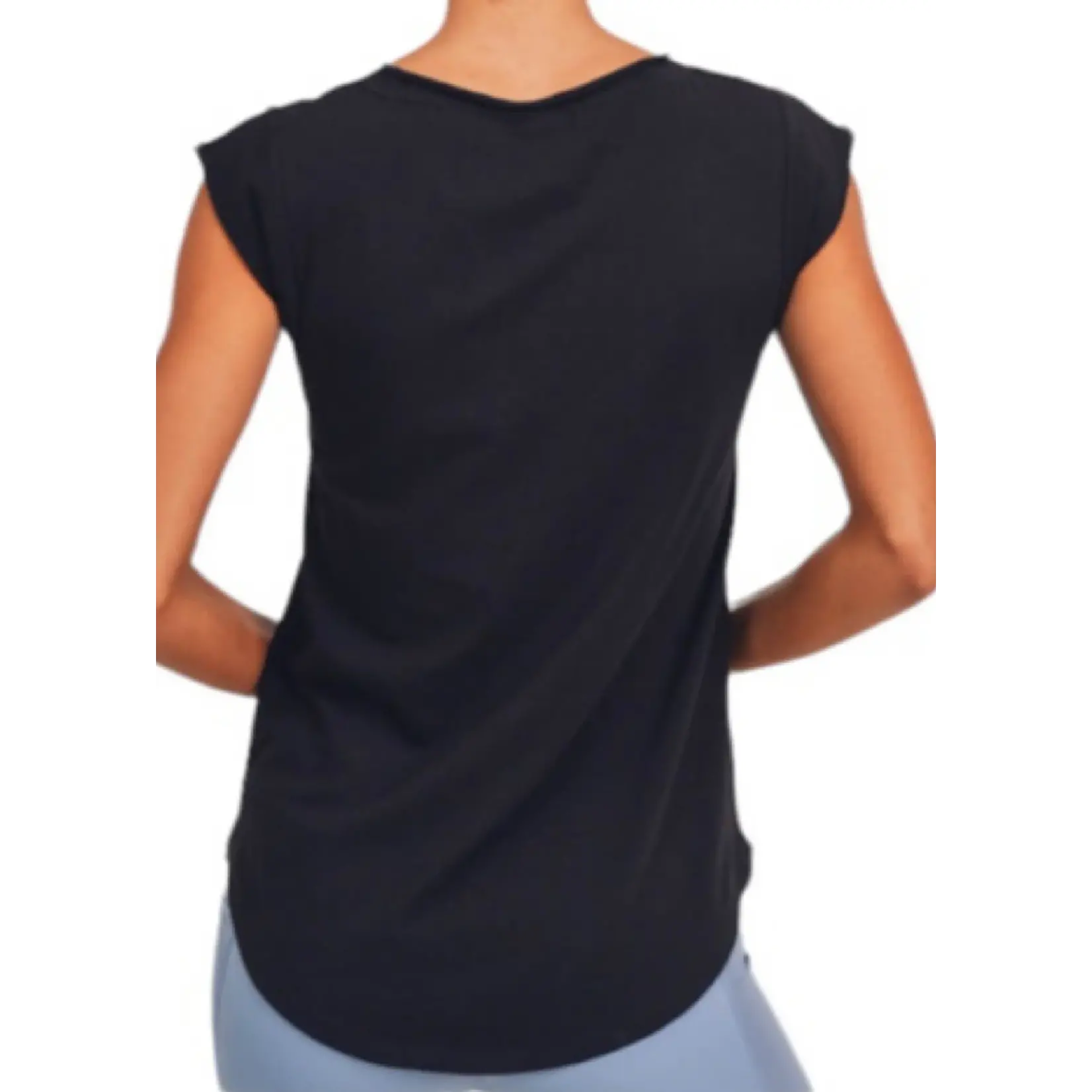 V-Neck Tee With Curved Hem