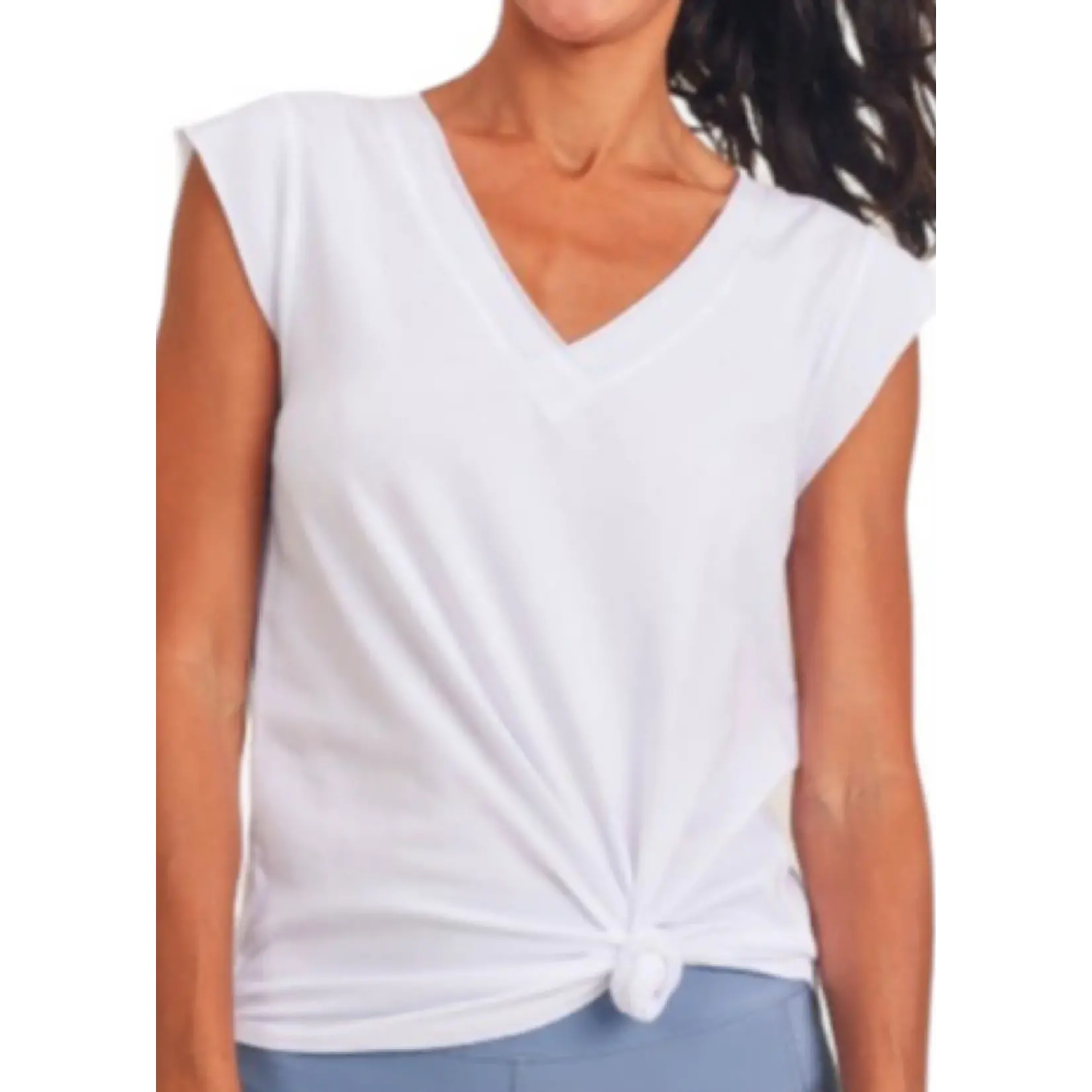 V-Neck Tee With Curved Hem