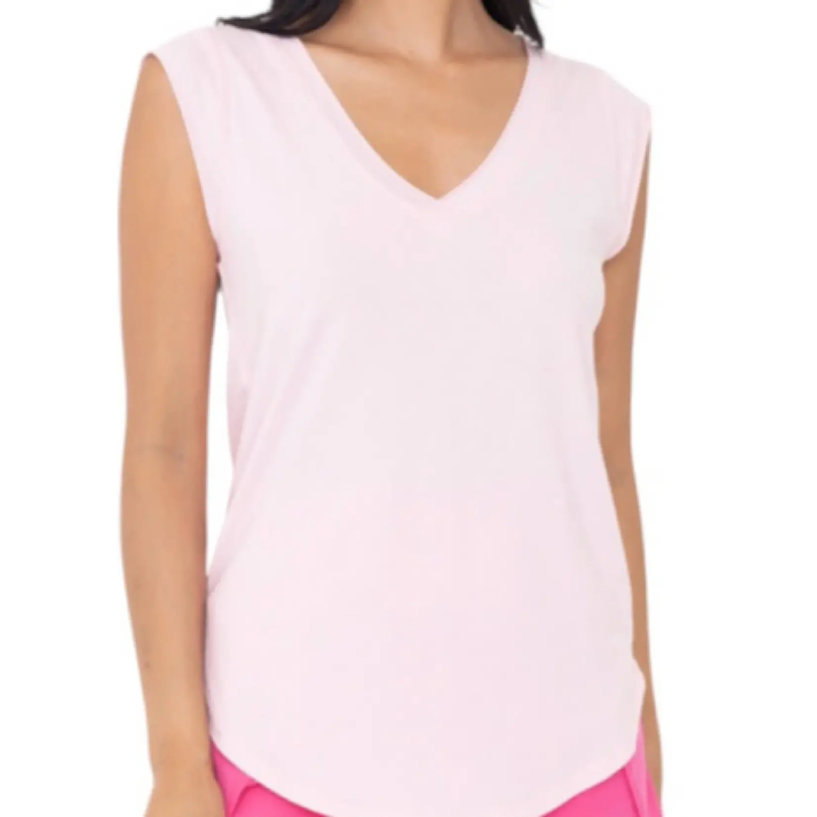 V-Neck Tee With Curved Hem
