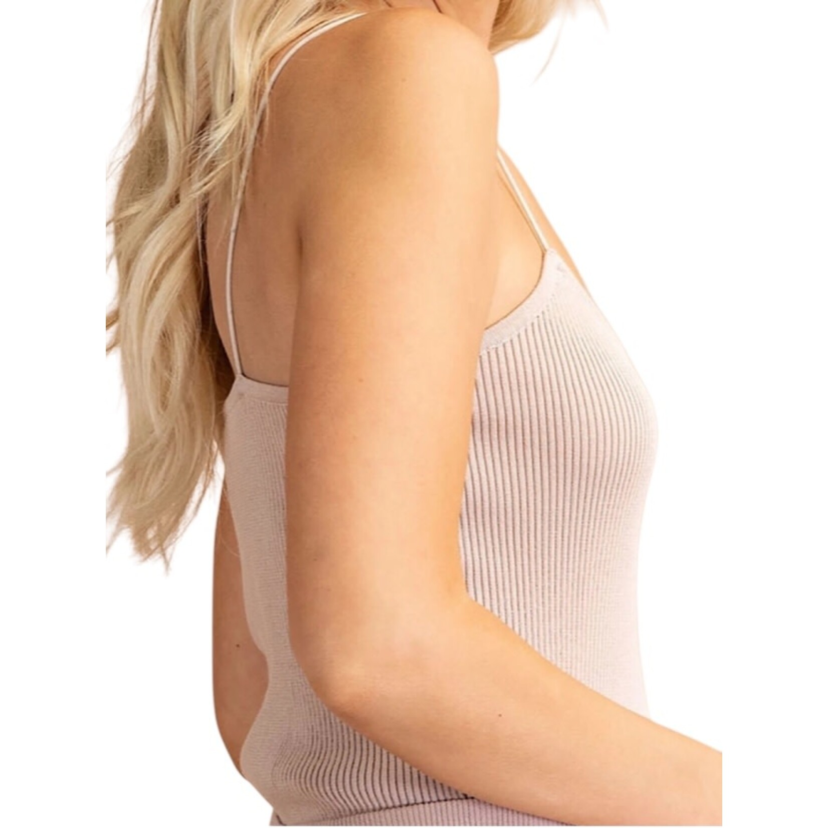 Beige V-Neck Cami Knit Top