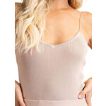 Beige V-Neck Cami Knit Top