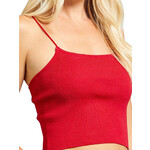 Red Cropped Rib Tank