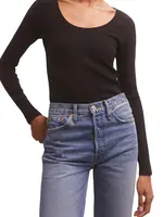 Z Supply Z Supply Sirena Rib LS Tee Black