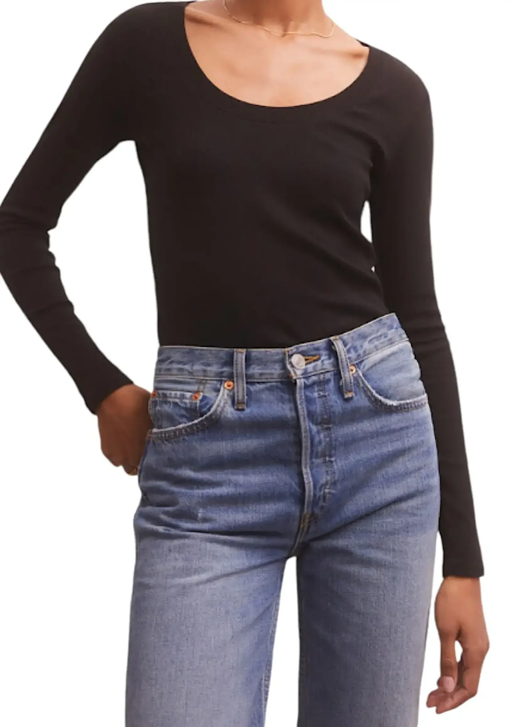 Z Supply Z Supply Sirena Rib LS Tee Black