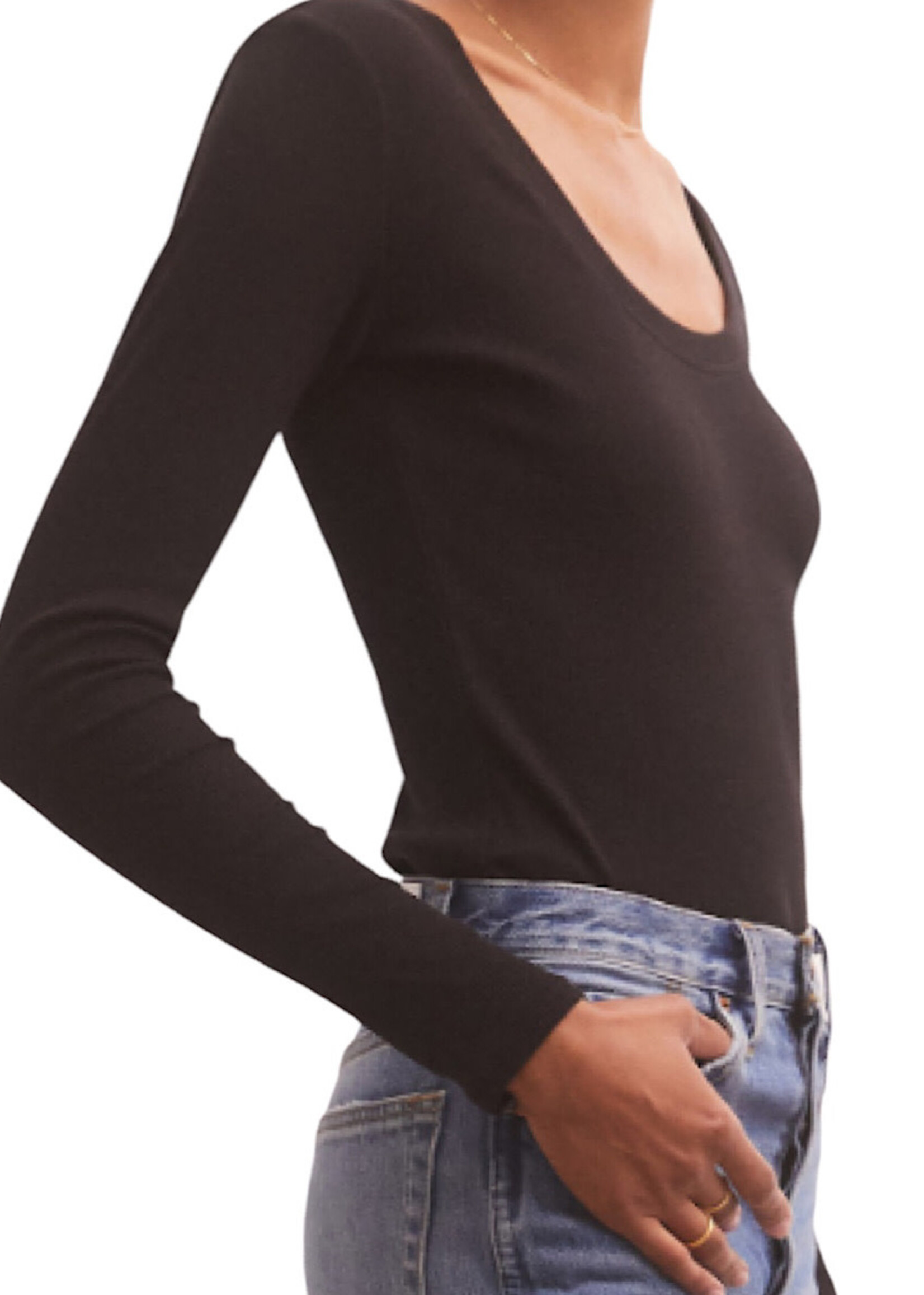 Z Supply Z Supply Sirena Rib LS Tee Black