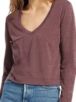 Z Supply Z Supply The L/S Skimmer Pocket Tee Crimson