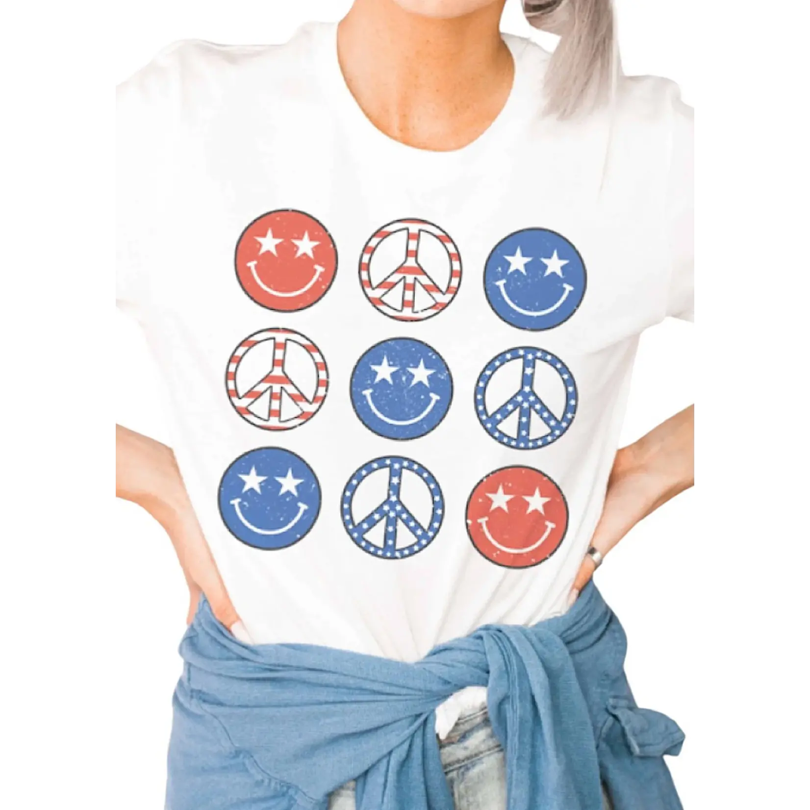Fourth of July Smiley Hippie Graphic Tee