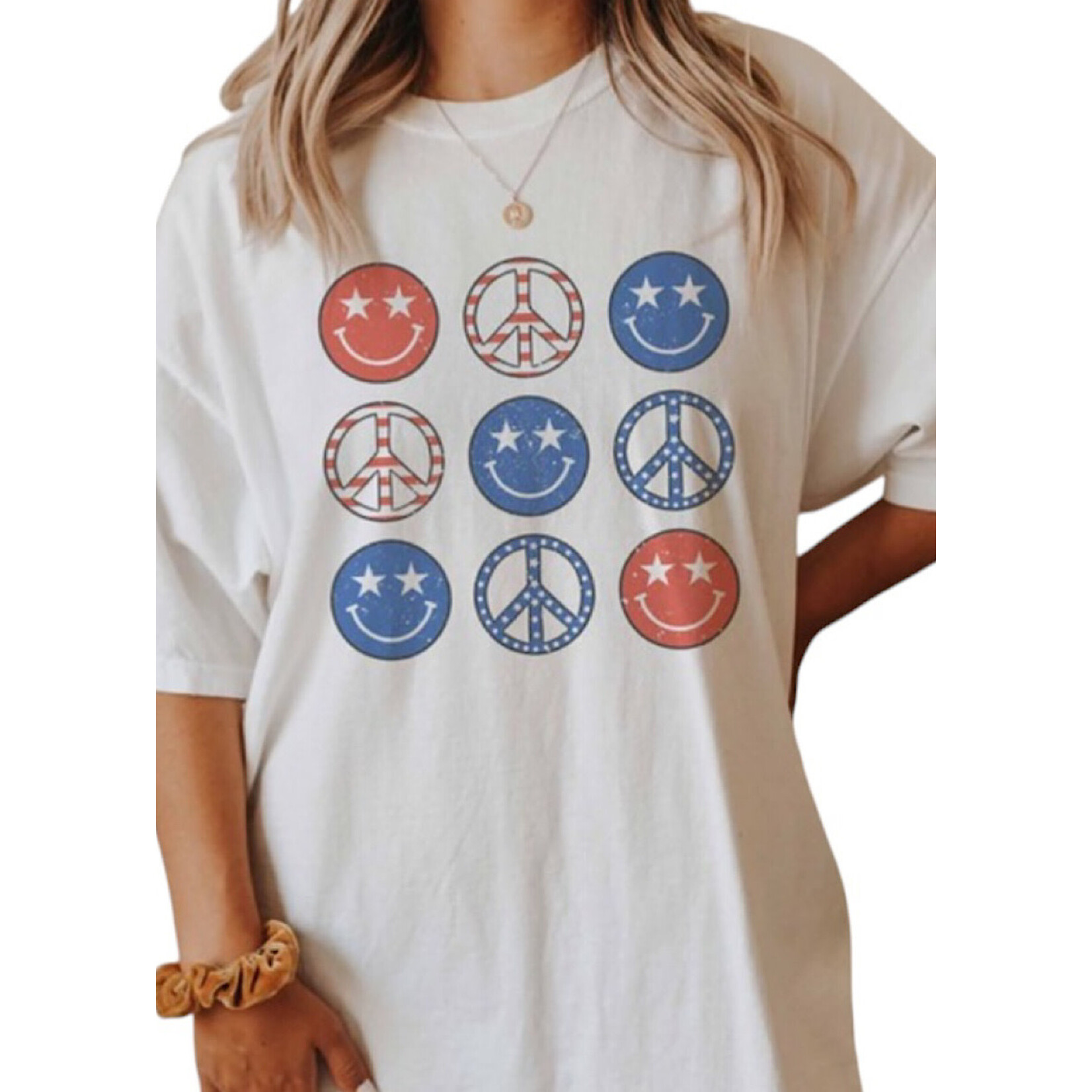 Fourth of July Smiley Hippie Graphic Tee