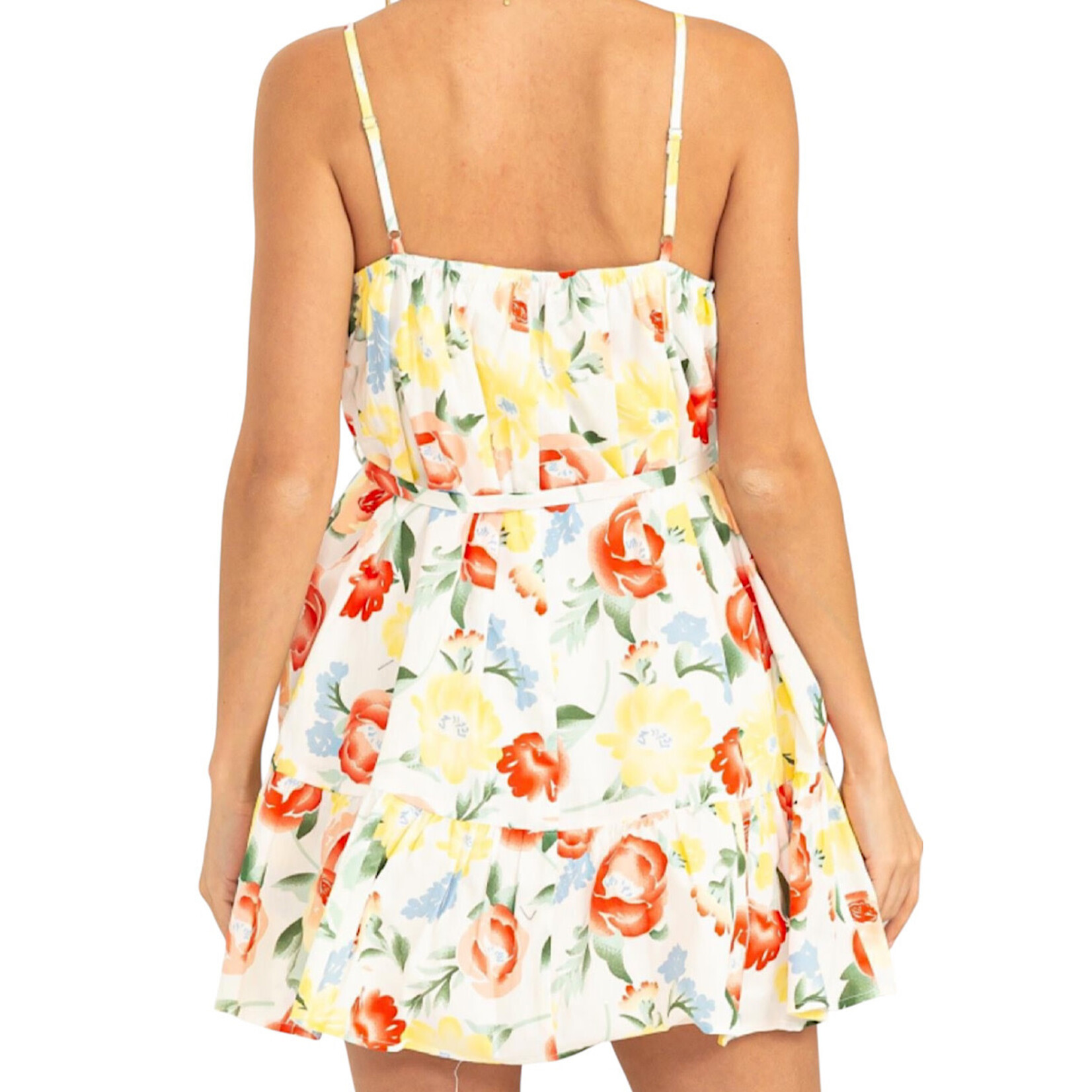 White Floral Print Mini Dress