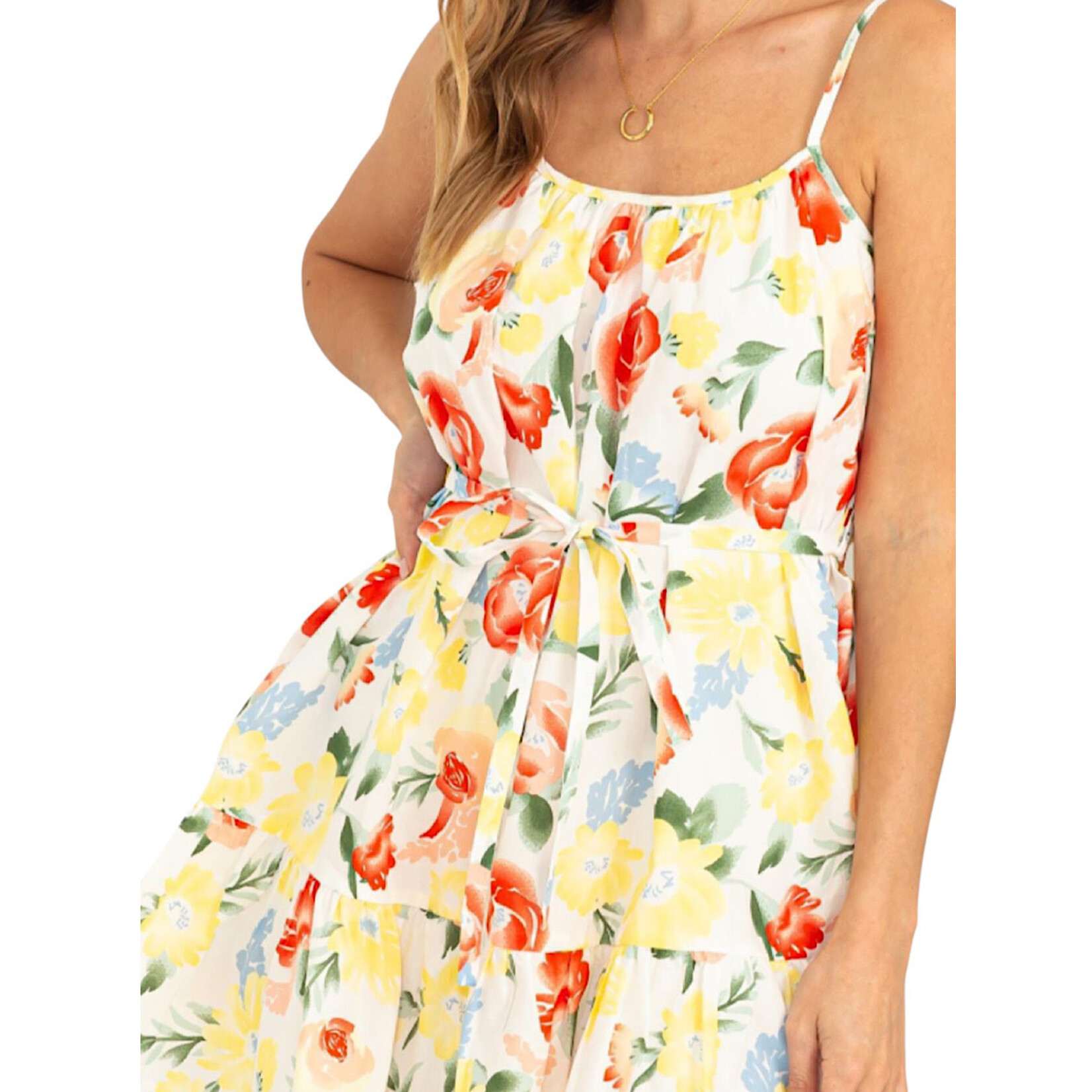 White Floral Print Mini Dress