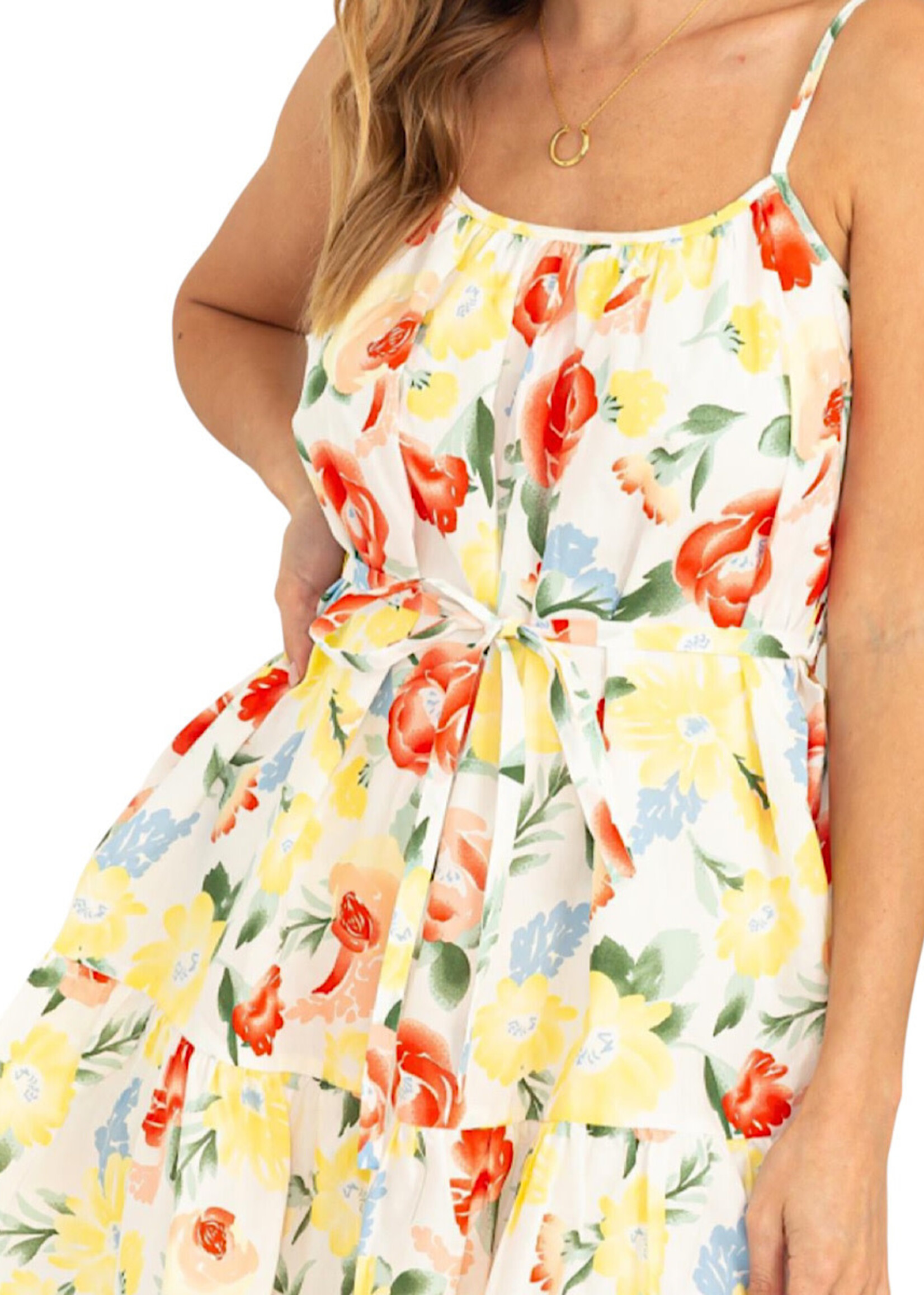 White Floral Print Mini Dress