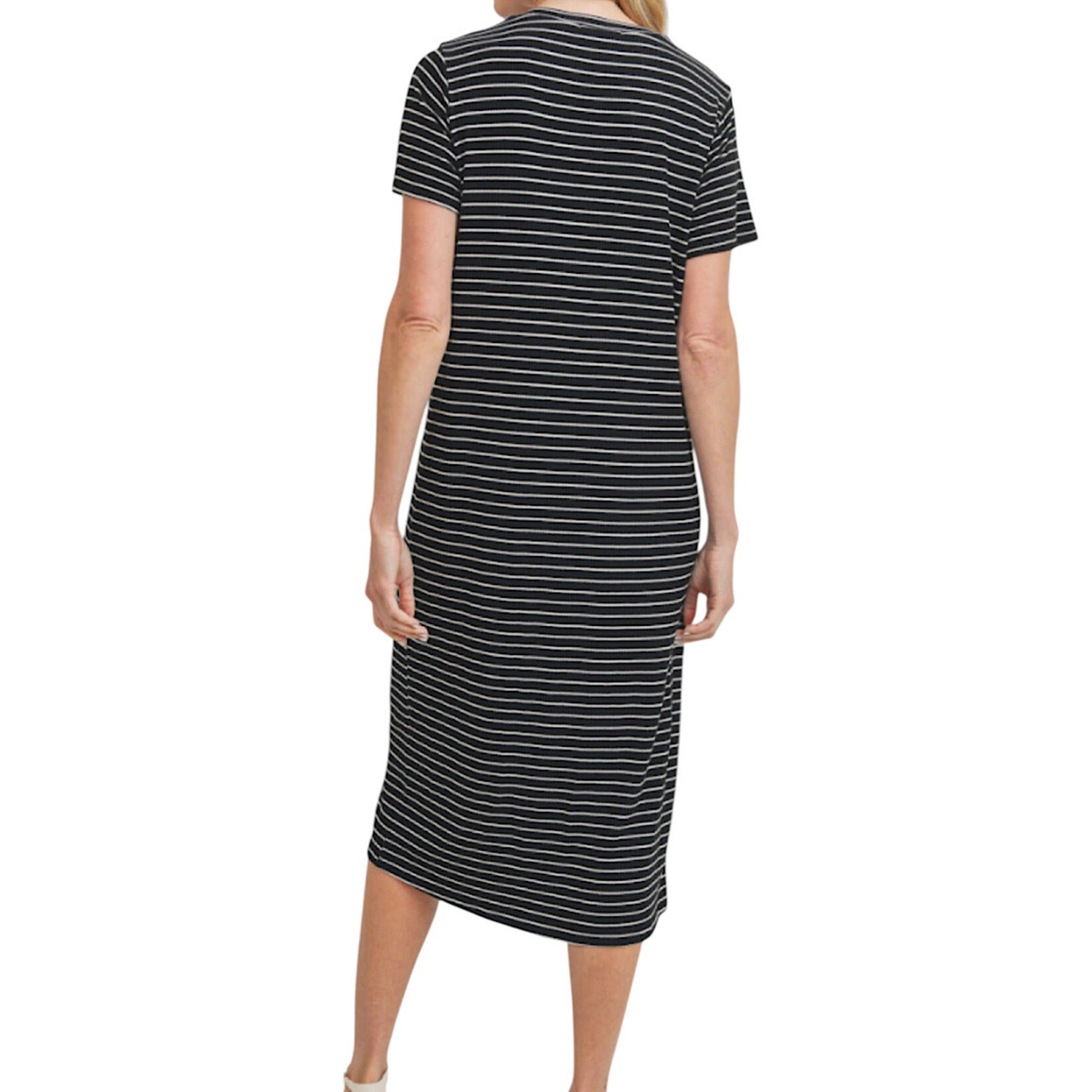 Black/White V Neck Short Sleeve Maxi Dress