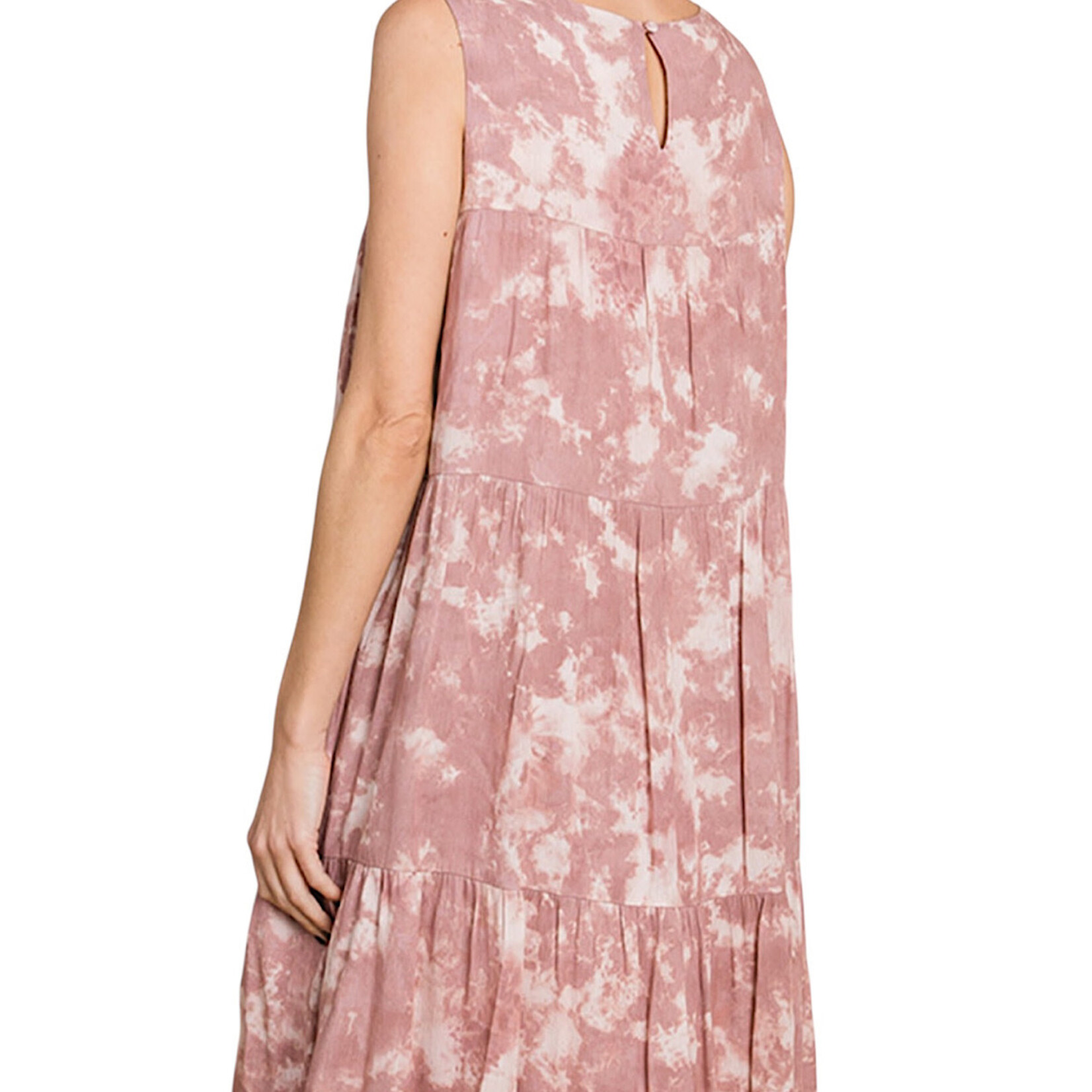 Crinkle Tie Dye Printed Tiered Dress