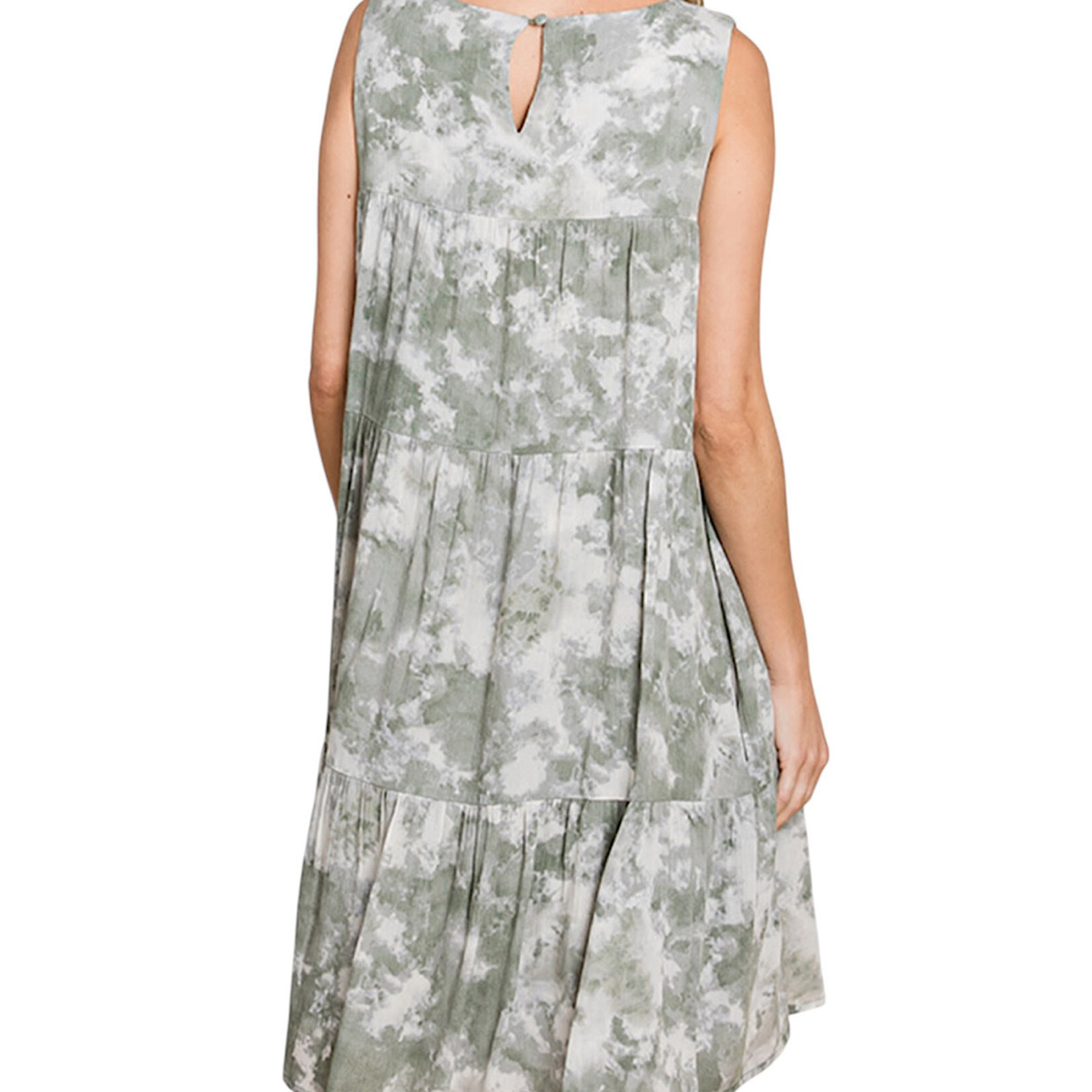 Crinkle Tie Dye Printed Tiered Dress