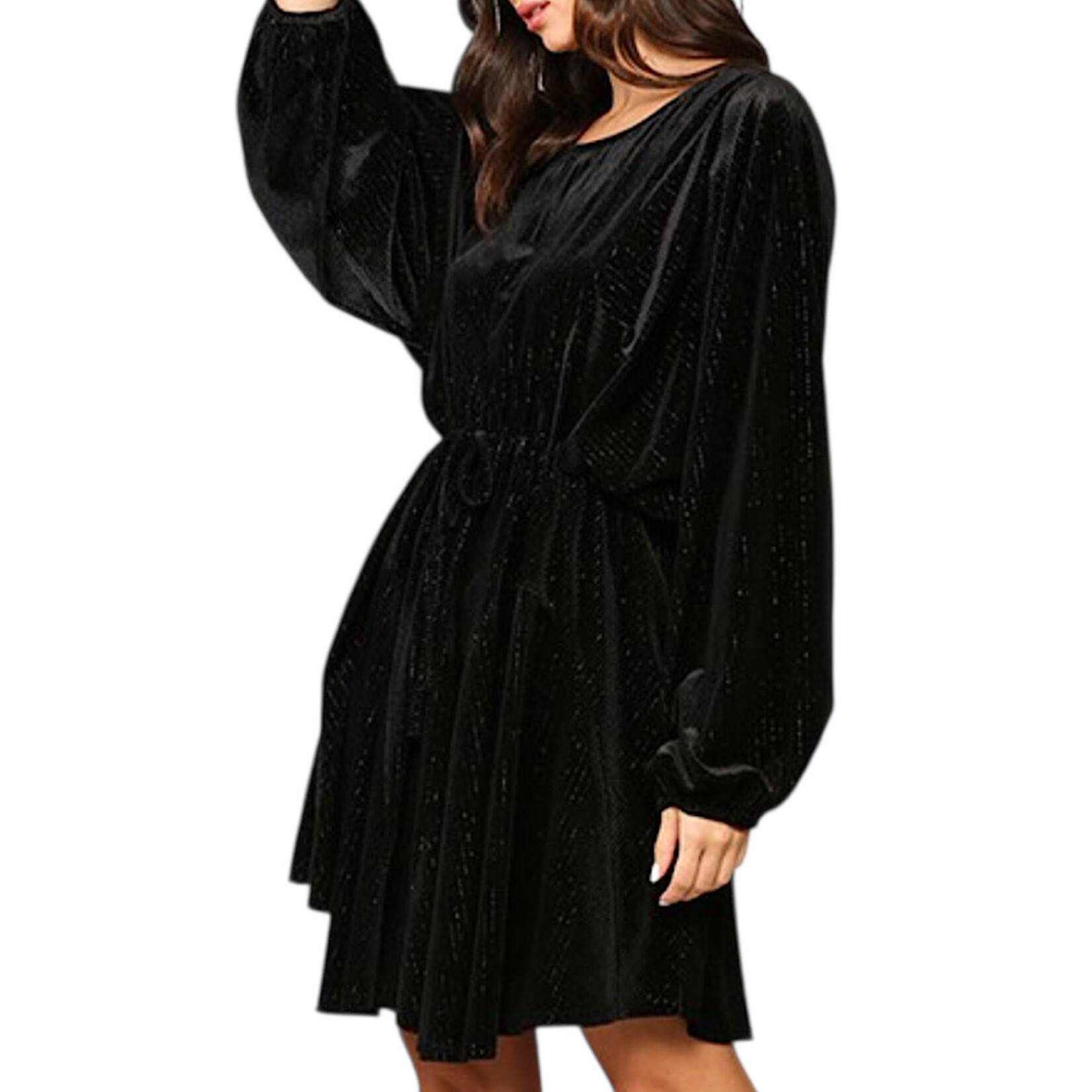 Black Velvet Tie Front Dress