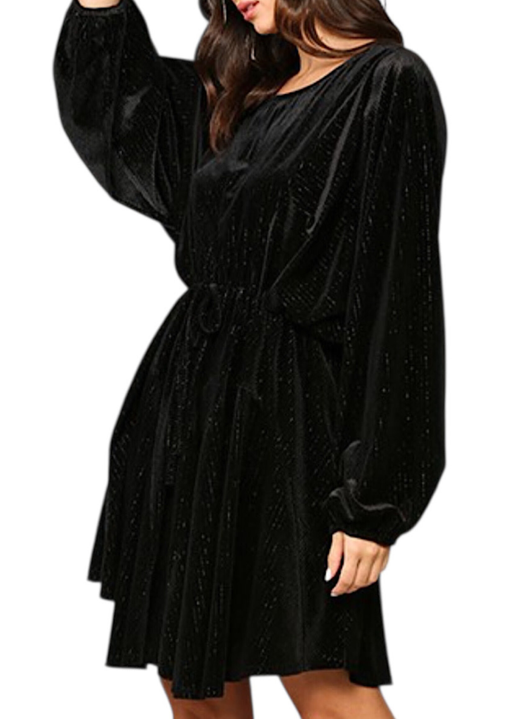 Black Velvet Tie Front Dress