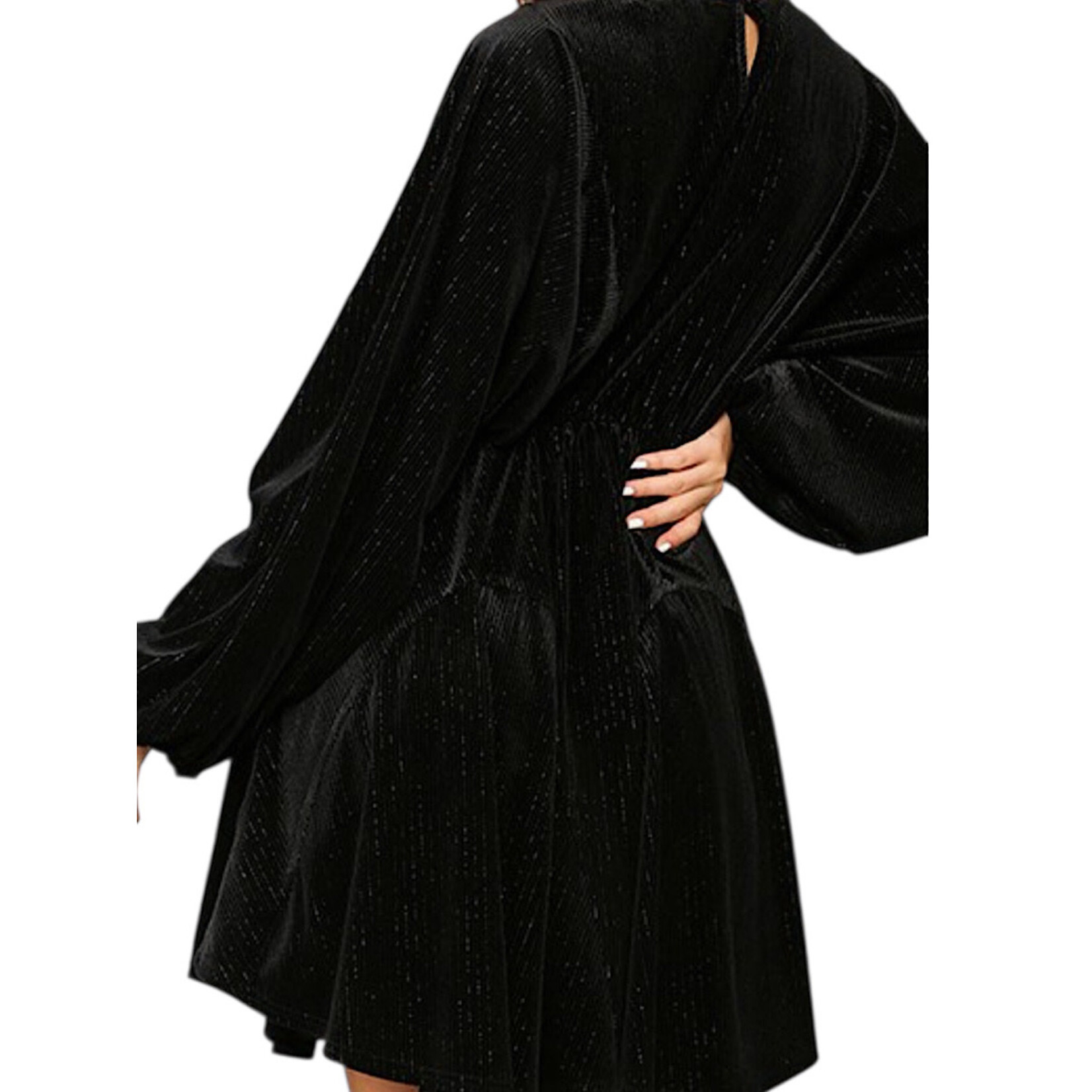 Black Velvet Tie Front Dress