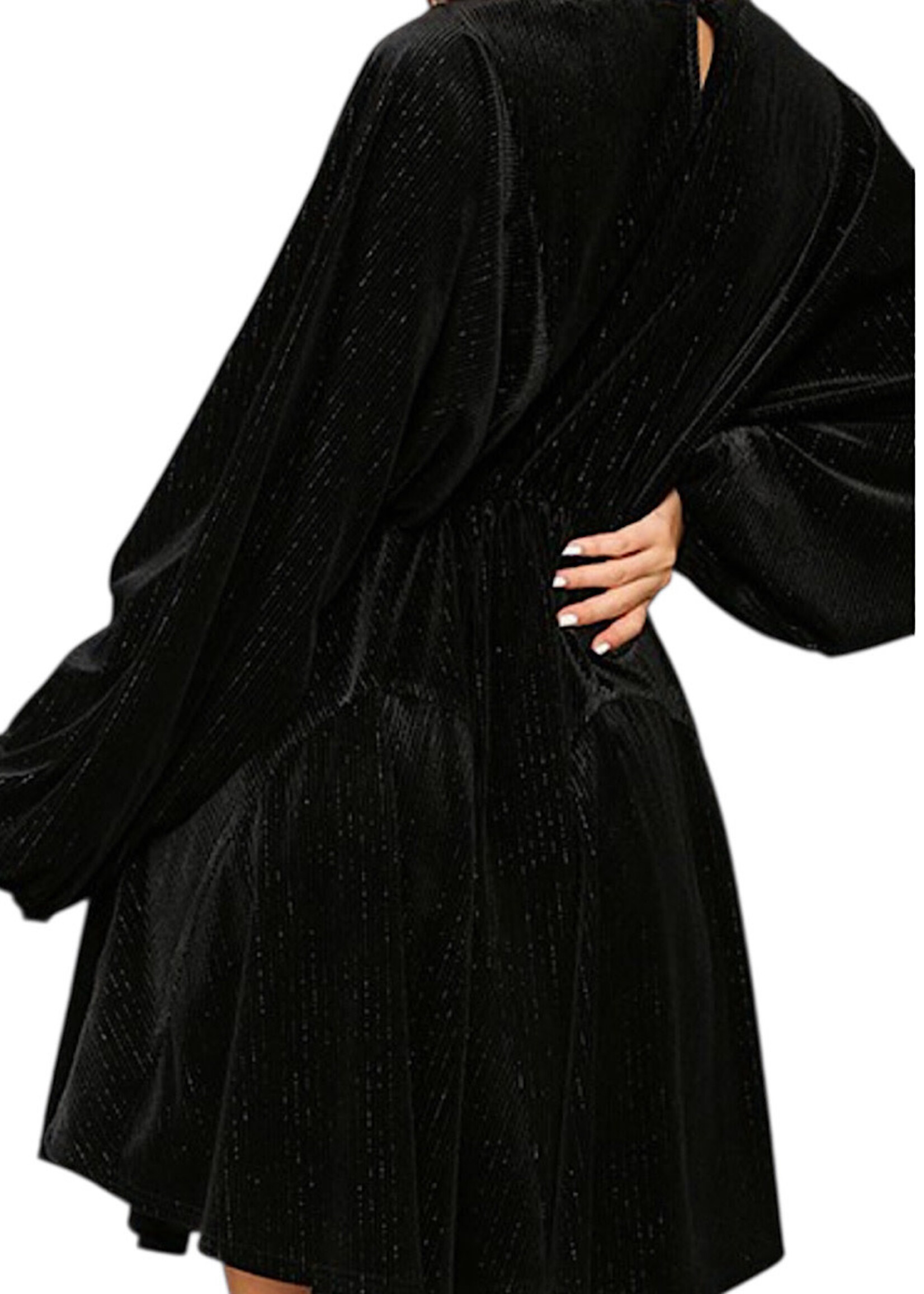Black Velvet Tie Front Dress