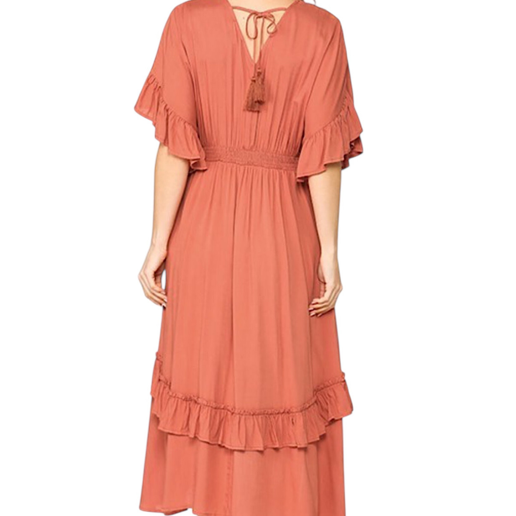 Solid Textured Woven Midi Dress