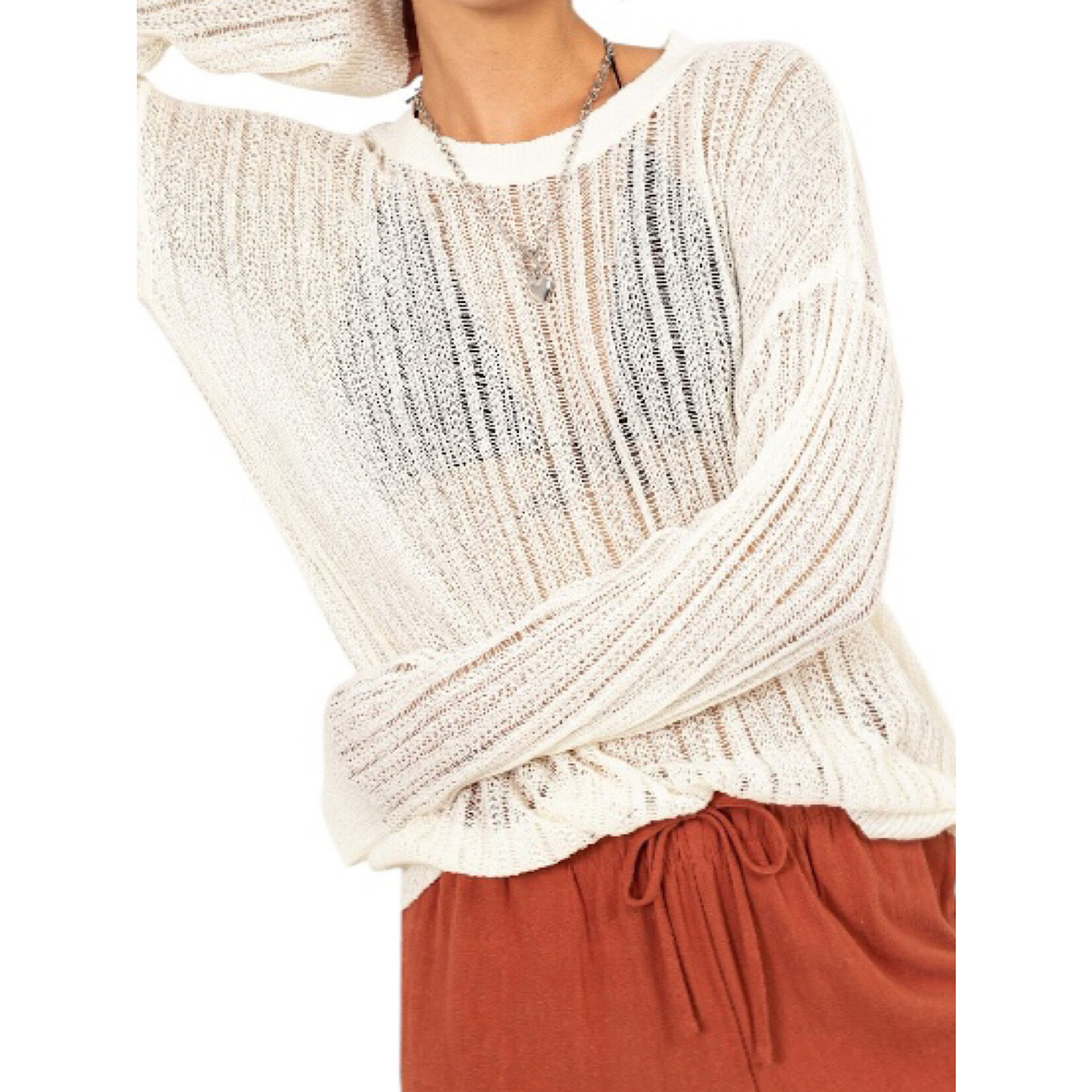 Whip Cream Knitted Sheer Sweater