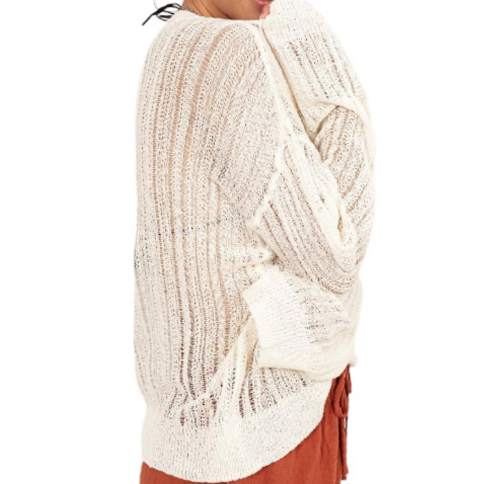 Whip Cream Knitted Sheer Sweater