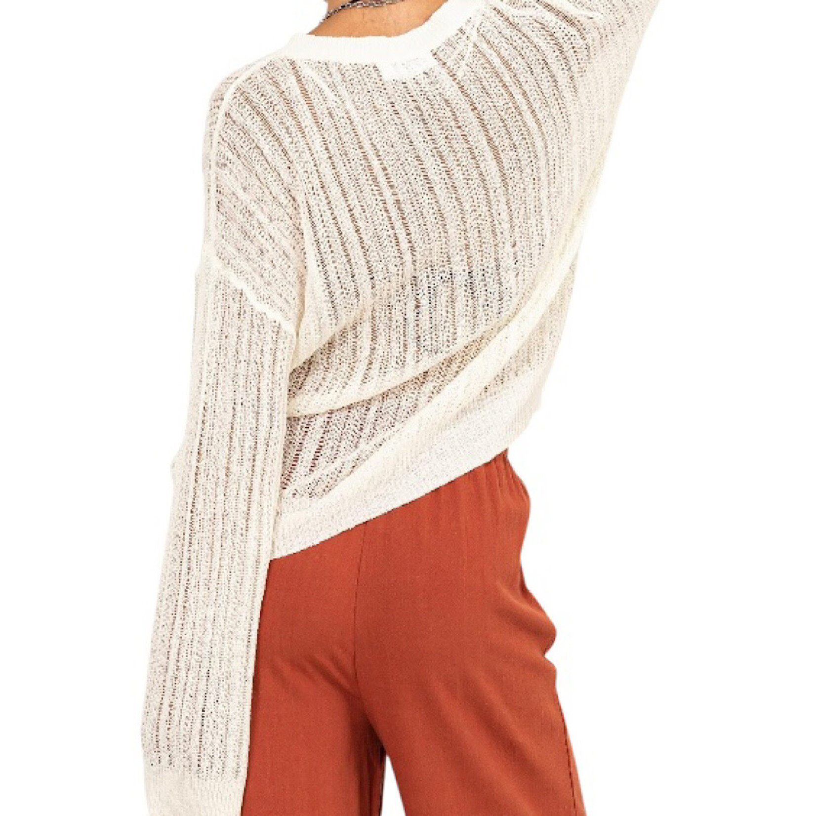 Whip Cream Knitted Sheer Sweater