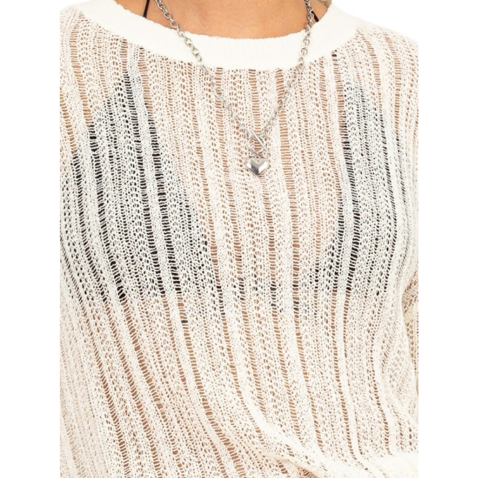 Whip Cream Knitted Sheer Sweater