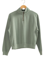 Sage Green Half Zip Long Sleeve Pullover