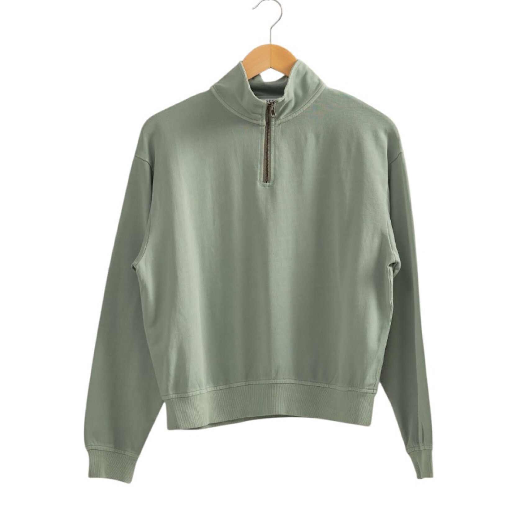 Sage Green Half Zip Long Sleeve Pullover