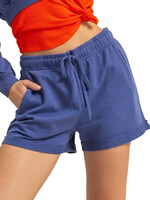 Dusty Indigo Raw Edge Drawstring Shorts