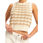 Taupe/Cream Crop Wave Crochet Knit Sleeveless Tank
